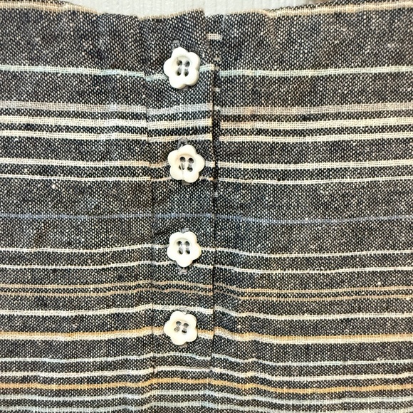Modcloth Gray Pink Blue Striped Sleeveless Linen blend scalloped hem top - Picture 2 of 7